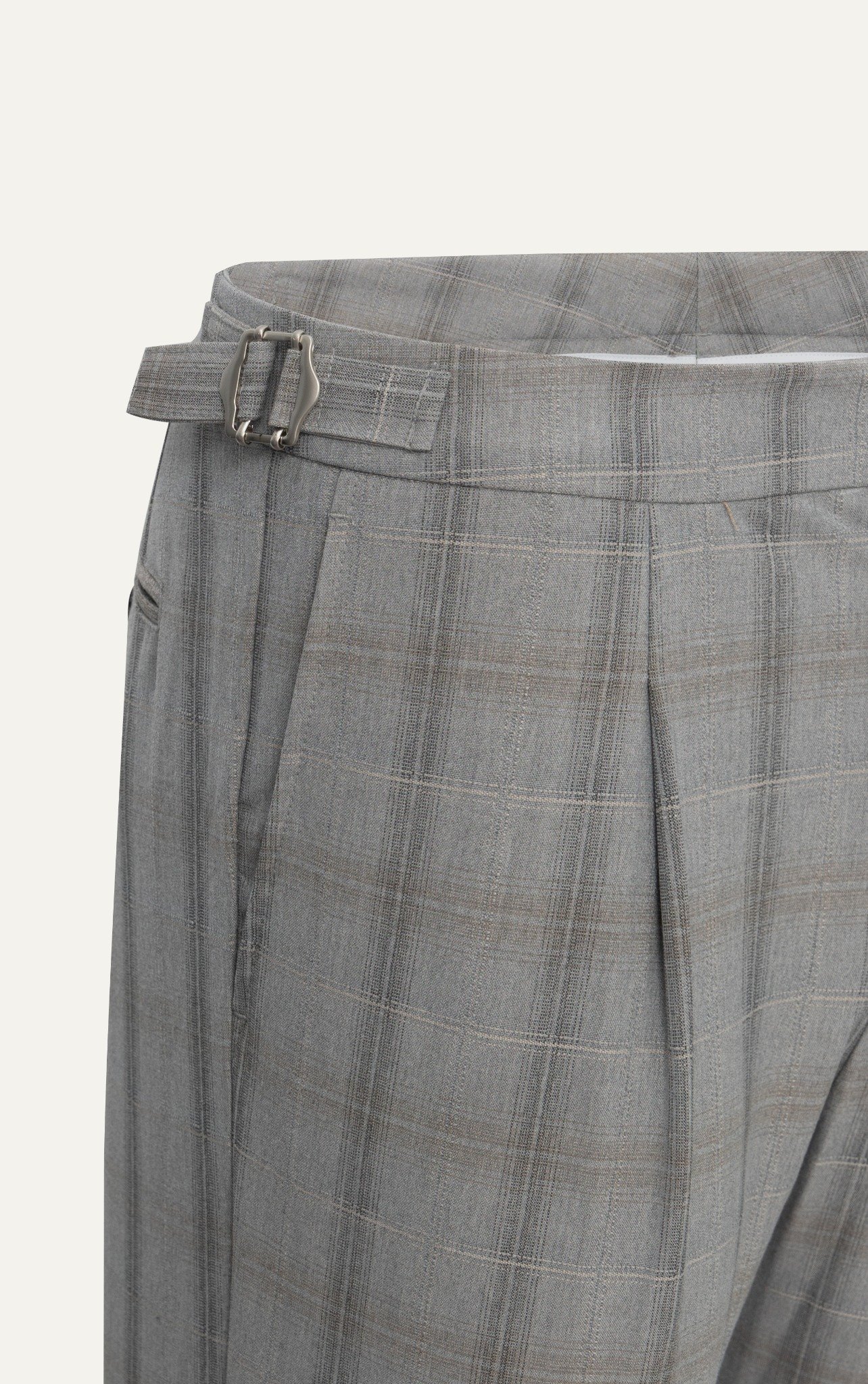 AG10 PREMIUM SLIMFIT SIDETAB CHECKED TROUSERS - BEIGE