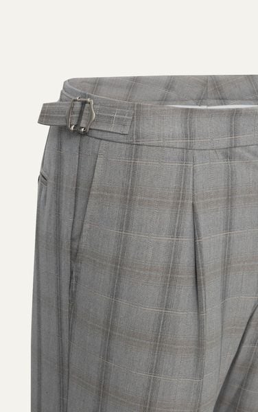  AG10 PREMIUM SLIMFIT SIDETAB CHECKED TROUSERS - BEIGE 
