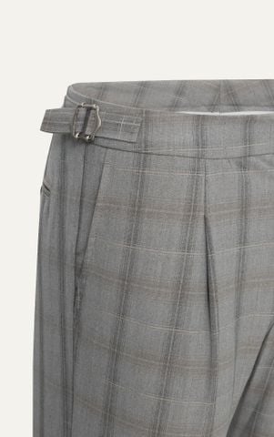 AG10 PREMIUM SLIMFIT SIDETAB CHECKED TROUSERS - BEIGE