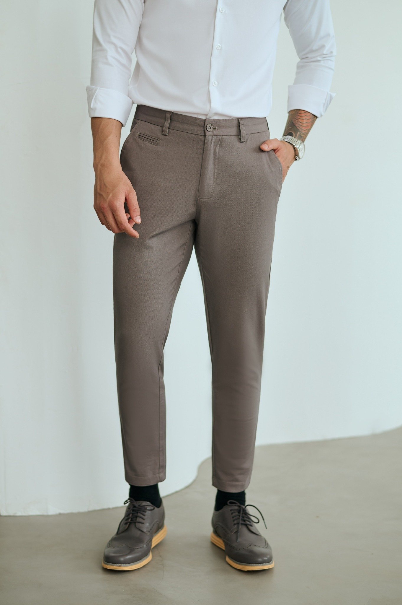 AG058 PREMIUM SLIMFIT KHAKI TROUSERS - DARK GREY