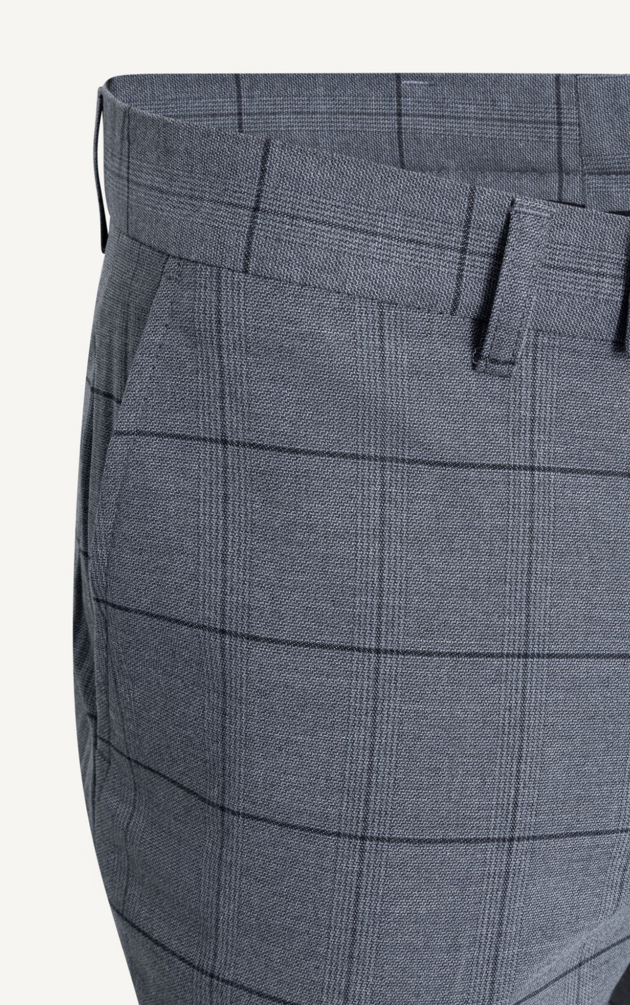 AG099 PREMIUM SLIMFIT CHECKED TROUSERS - LIGHT GREY