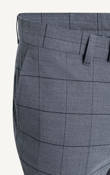  AG099 PREMIUM SLIMFIT CHECKED TROUSERS -  LIGHT GREY 