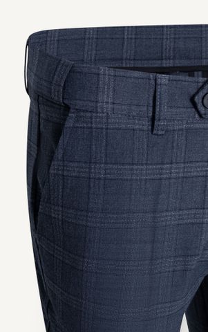 AG505 PREMIUM SLIMFIT CHECKED TROUSERS - DARK BLUE
