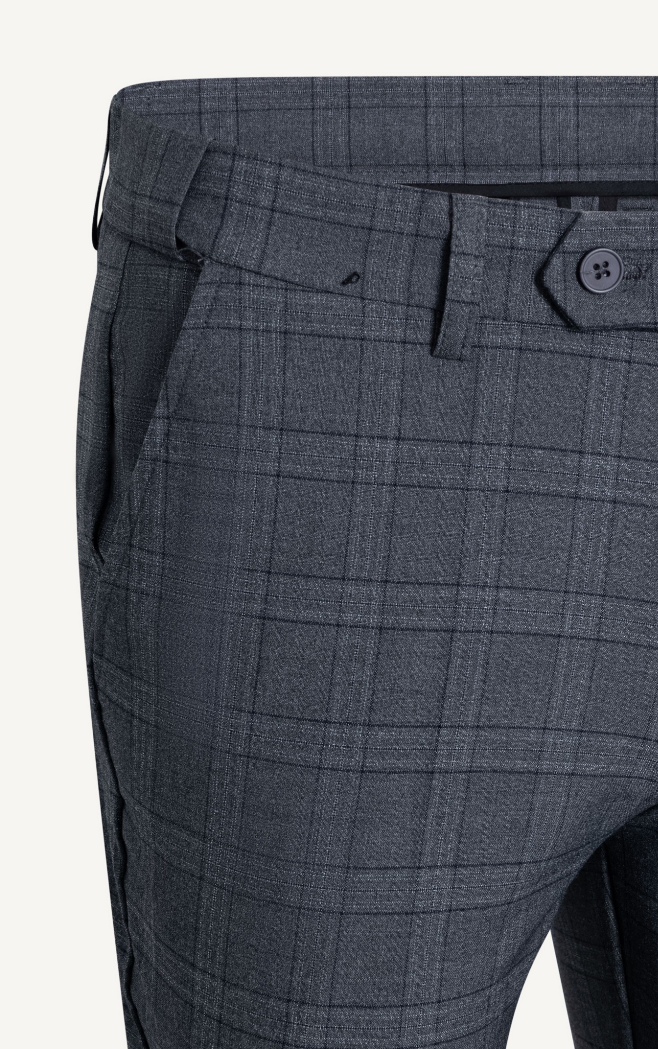 AG505 PREMIUM SLIMFIT CHECKED TROUSERS - LIGHT GREY