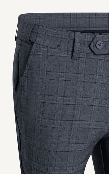  AG505 PREMIUM SLIMFIT CHECKED TROUSERS - LIGHT GREY 
