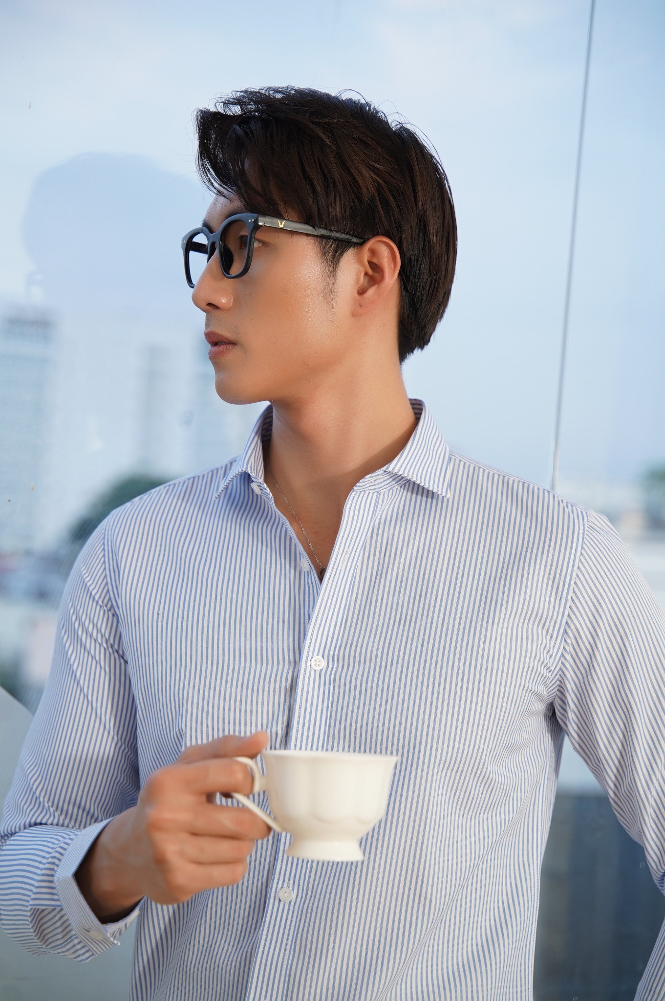 AG5863 PREMIUM SLIMFIT BENGAL STRIPED SHIRT - LIGHT BLUE