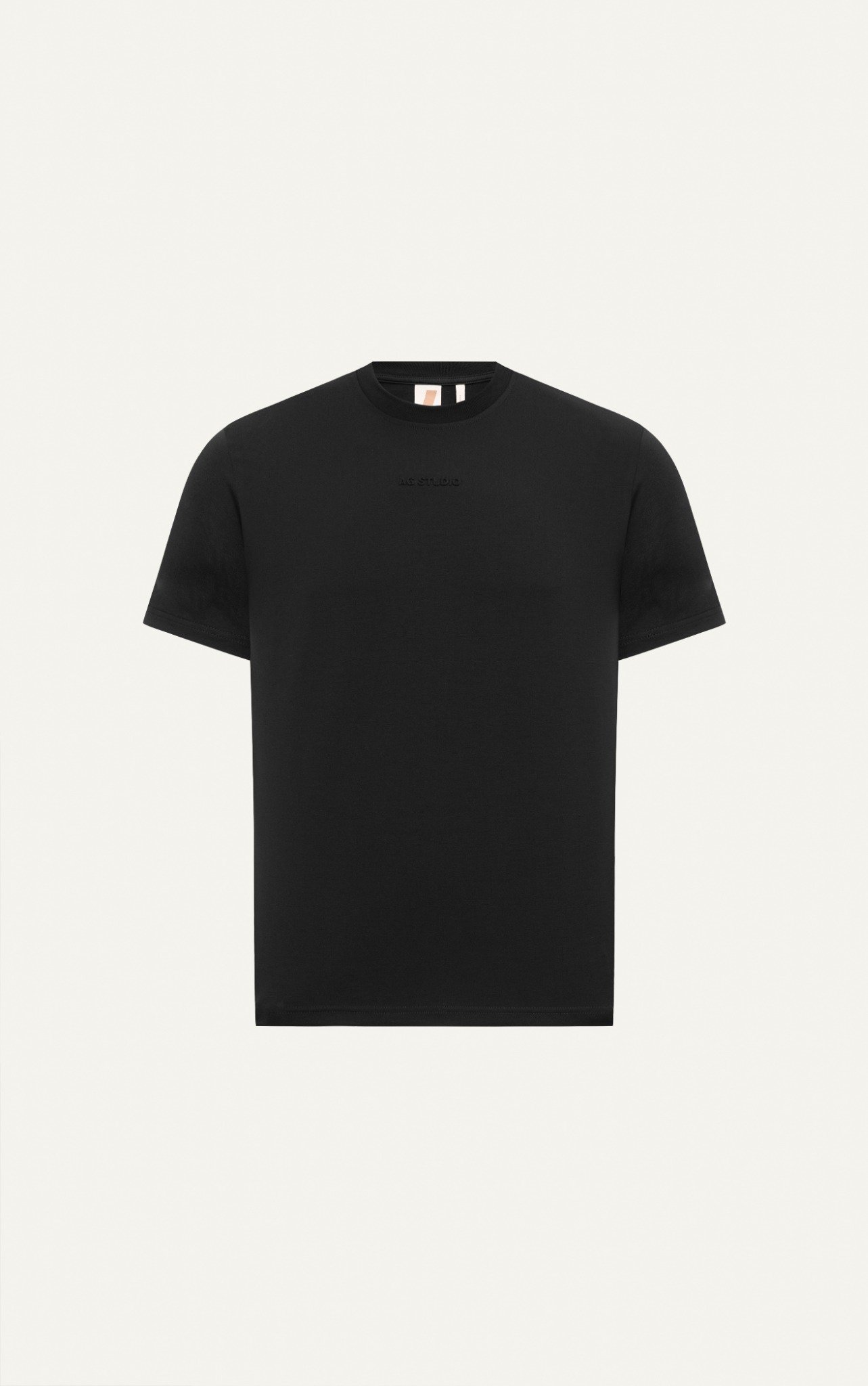 AGTL04 STUDIO REGULAR FIT BASIC EMBOSSED PRINTED LOGO T-SHIRT - BLACK