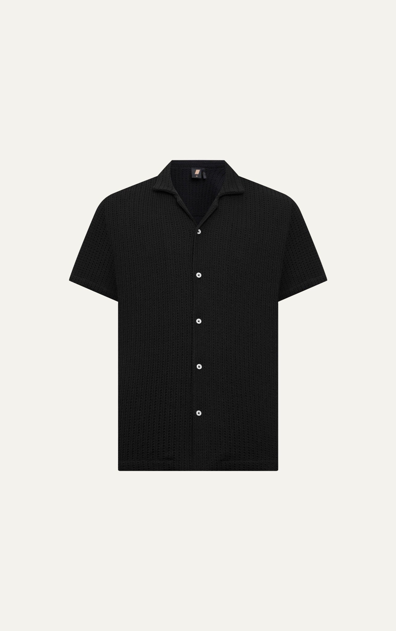 AG543 STUDIO LOOSE FIT CUBAN SHIRT - BLACK