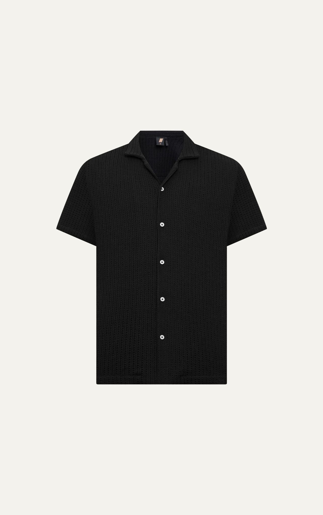  AG543 STUDIO LOOSE FIT CUBAN SHIRT - BLACK 