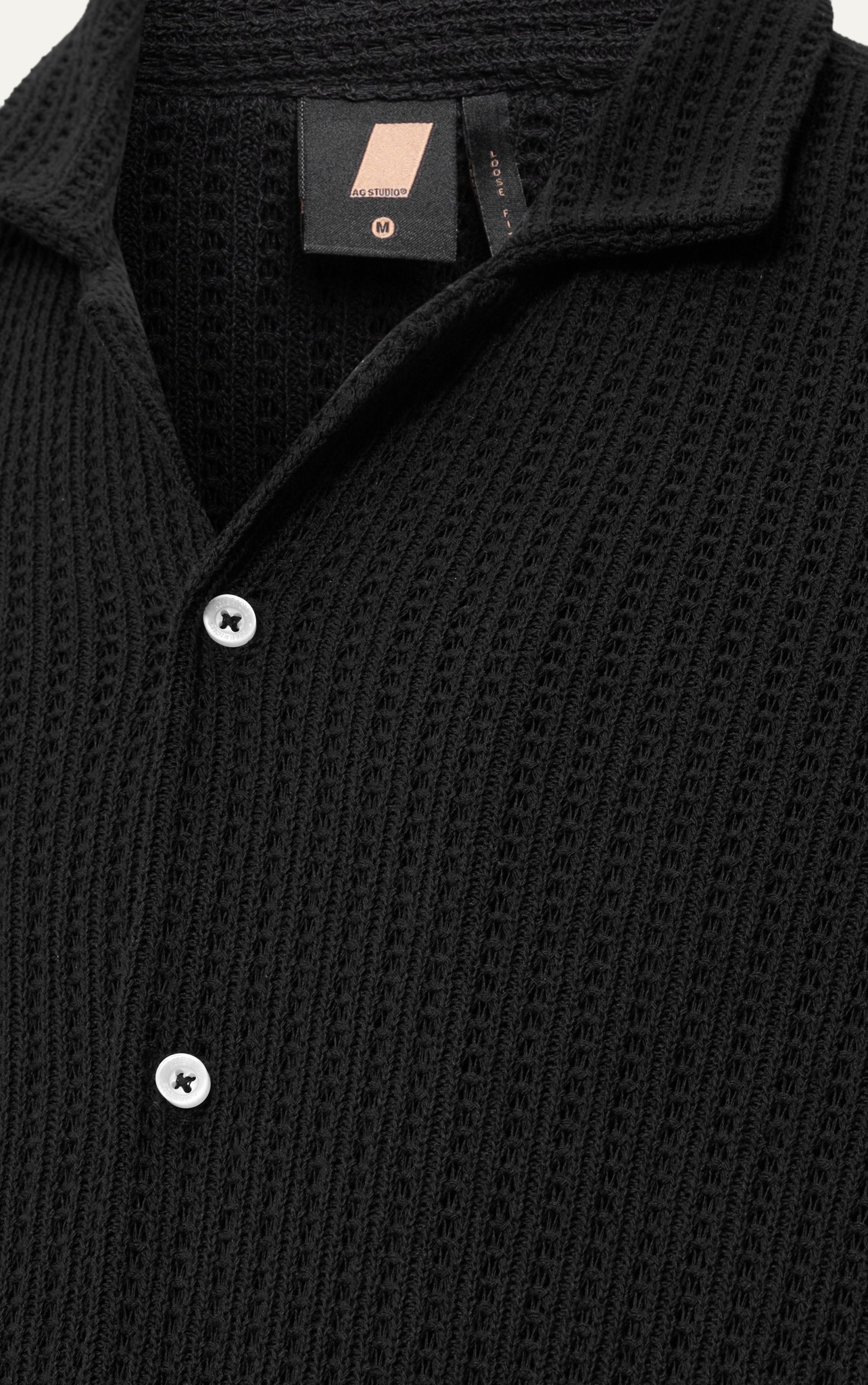 AG543 STUDIO LOOSE FIT CUBAN SHIRT - BLACK