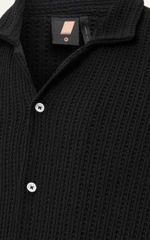 AG543 STUDIO LOOSE FIT CUBAN SHIRT - BLACK