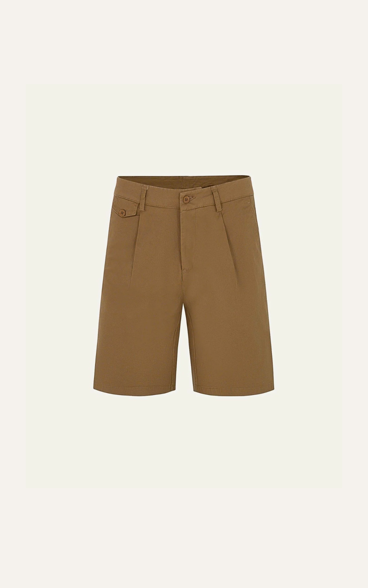AG513 STUDIO SLIMFIT PLEATED CHINO KHAKI SHORT - BROWN