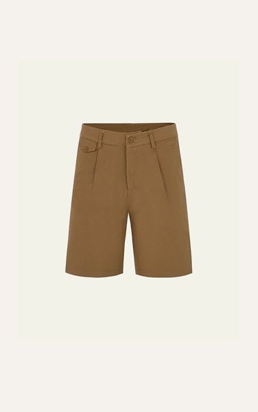  AG513 STUDIO SLIMFIT PLEATED CHINO KHAKI SHORT - BROWN