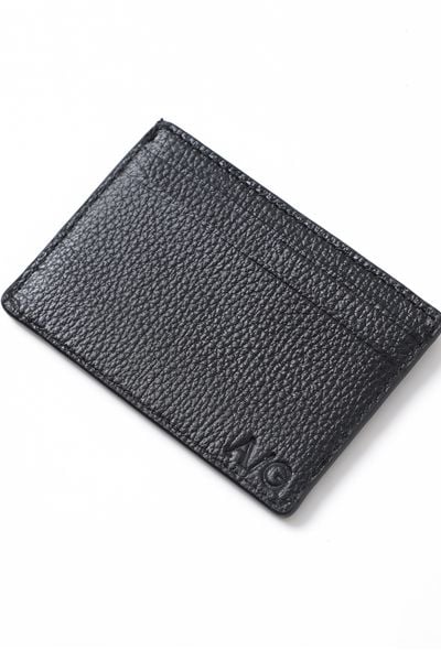  AG202 CARD HOLDER WAXY LEATHER WALLET - BLACK 