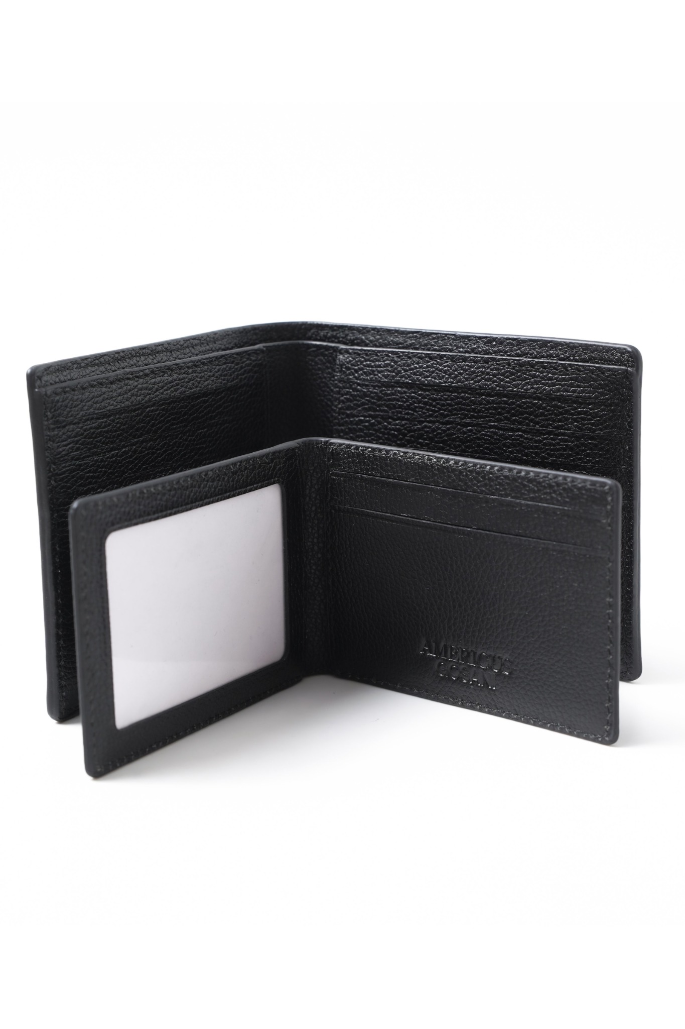 AG201 2 IN 1 WAXY LEATHER WALLET - BLACK