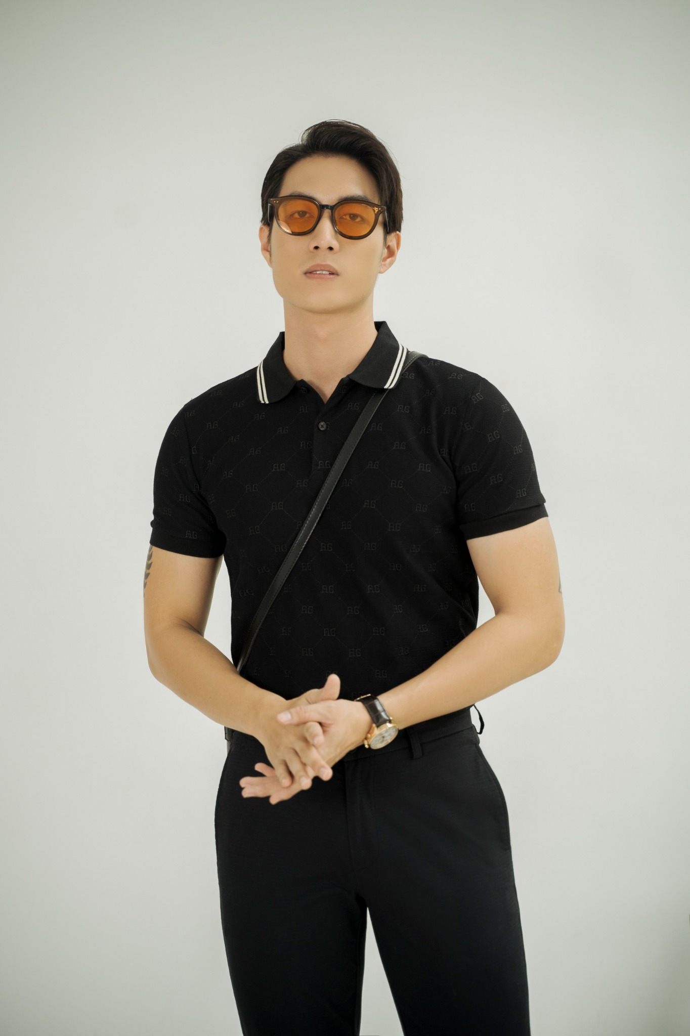 AG41 PREMIUM SLIMFIT MONOGRAM POLO - BLACK