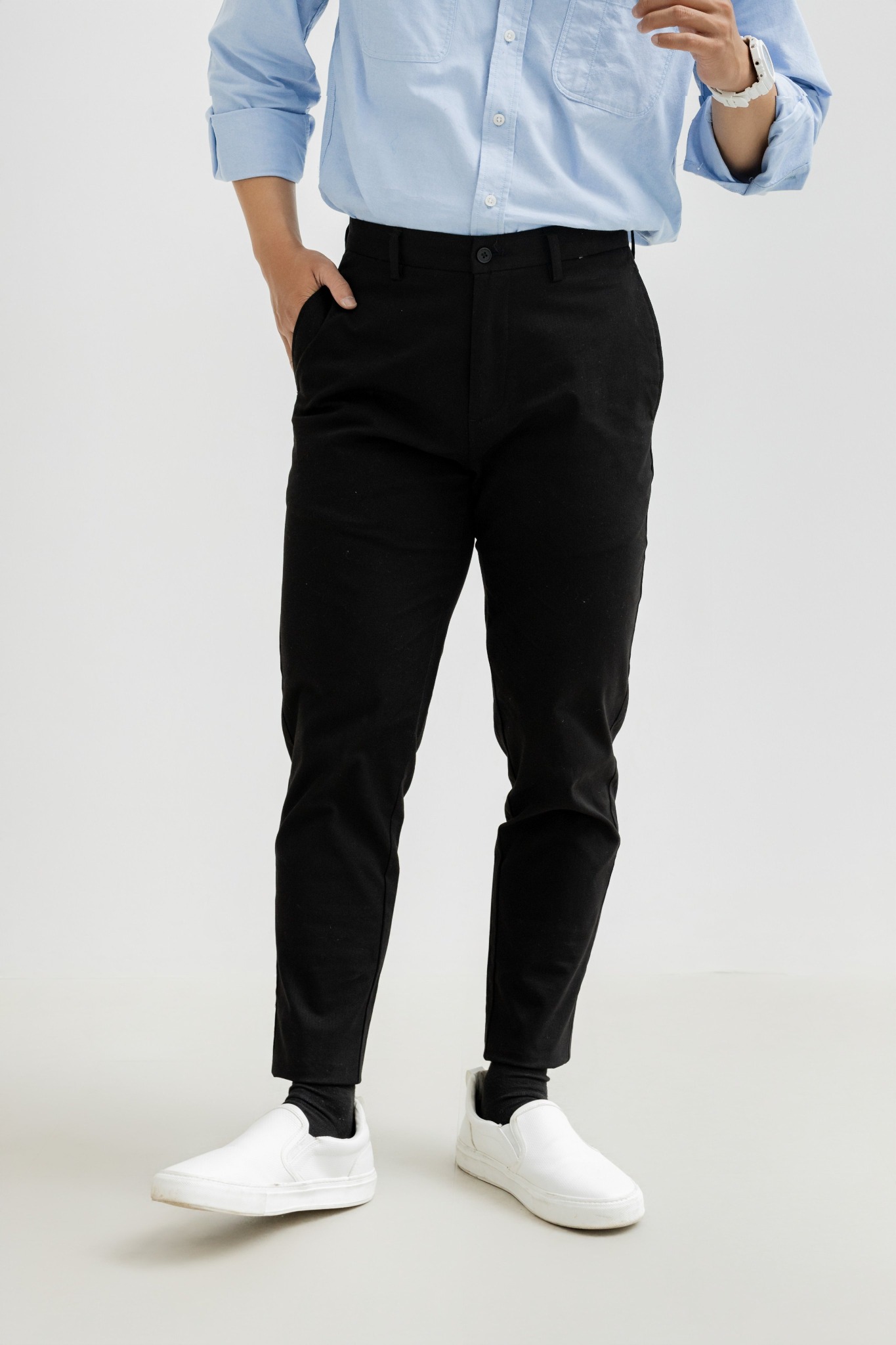 AG506 PREMIUM SLIMFIT NEW KHAKI TROUSERS - BLACK