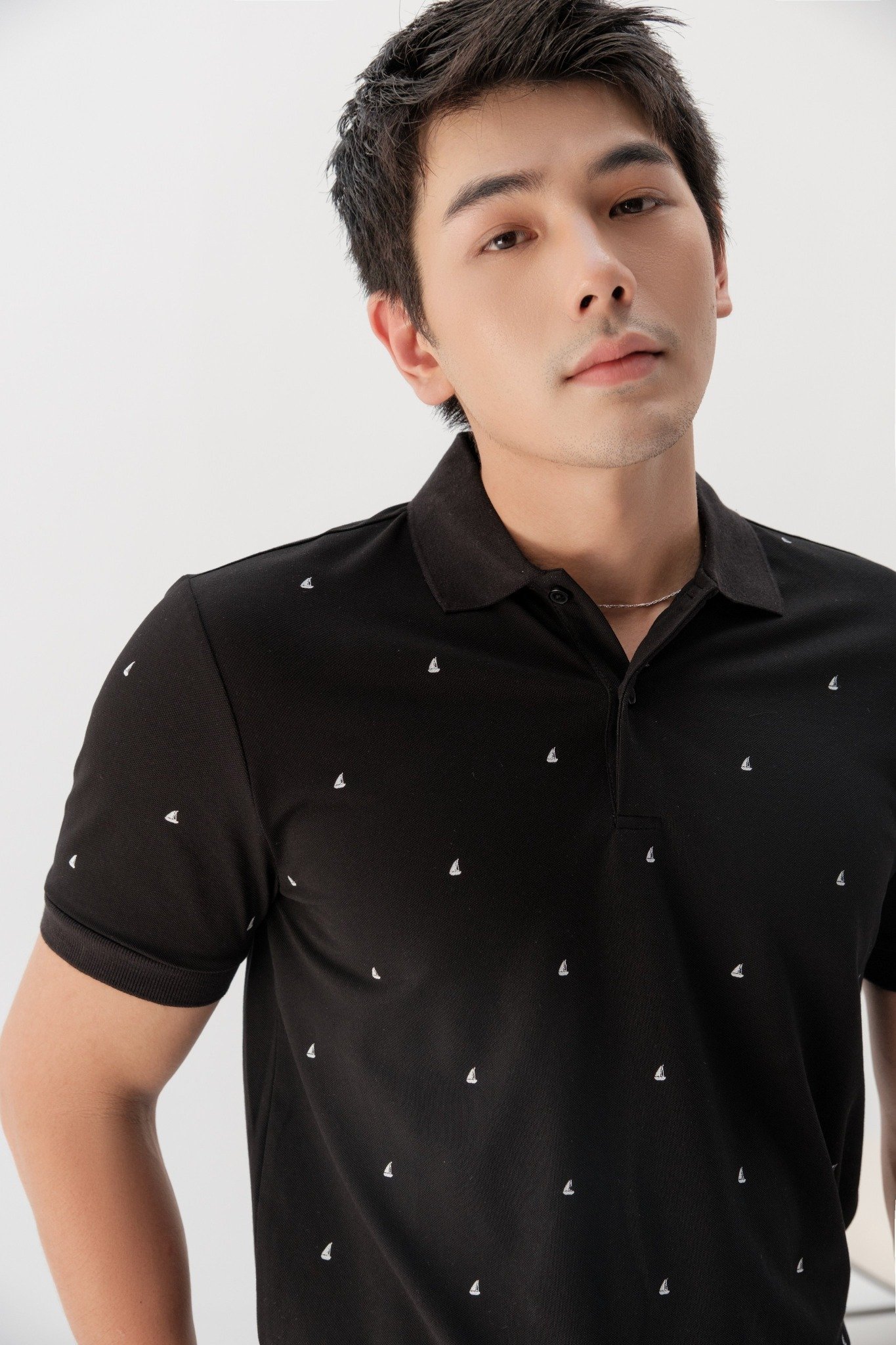 AG57 PREMIUM SLIMFIT NEW SMALL PATTERN POLO - BLACK