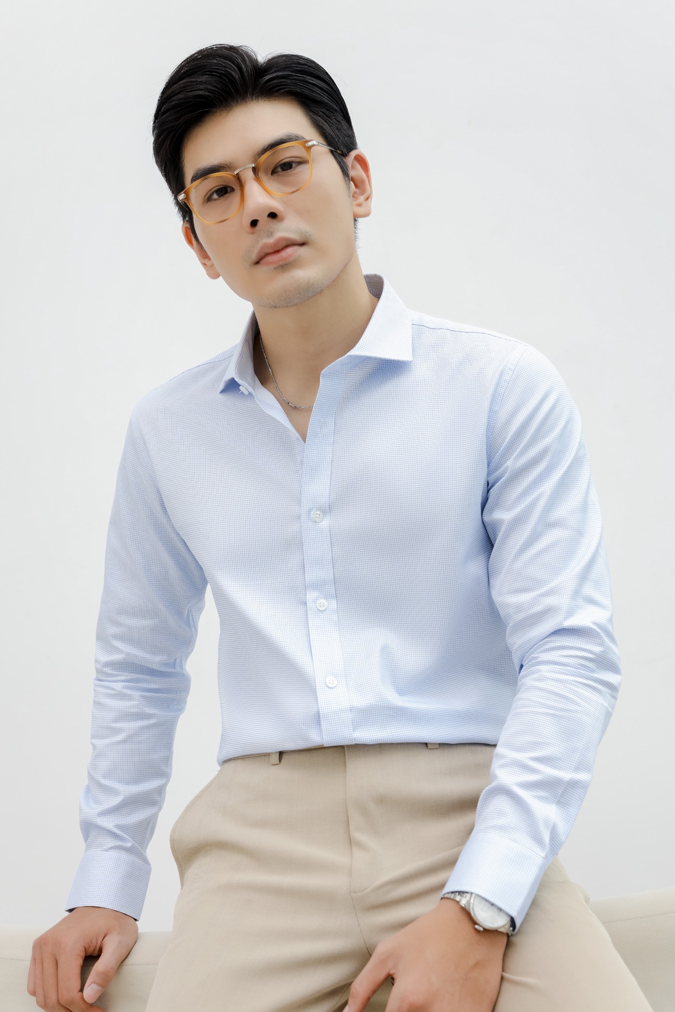 AG872 PREMIUM SLIMFIT BENGAL STRIPED SHIRT - LIGHT BLUE