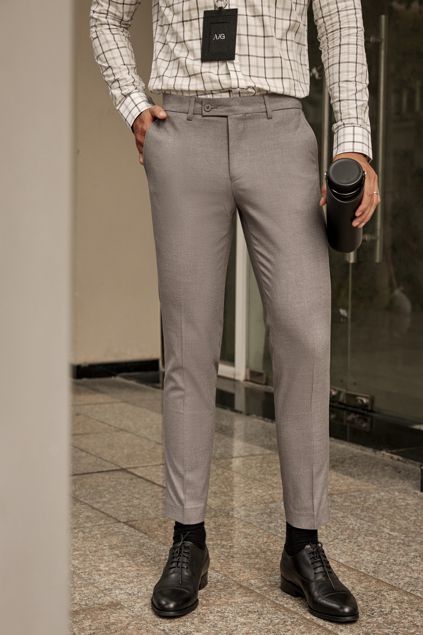 AG302 PREMIUM SLIMFIT ESSENTIAL TROUSERS - GREY