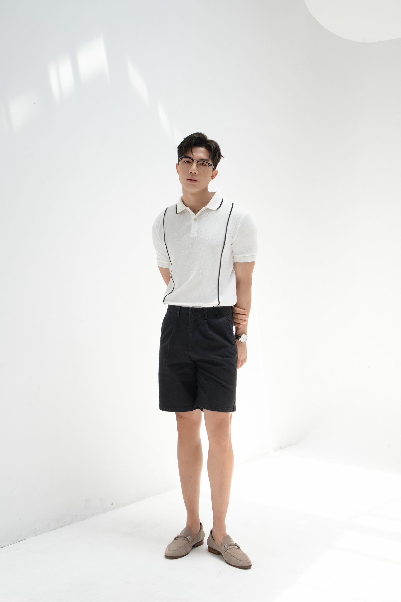 AG511 STUDIO SLIMFIT NEW PLEATED CHINO BASIC SHORT - BLACK