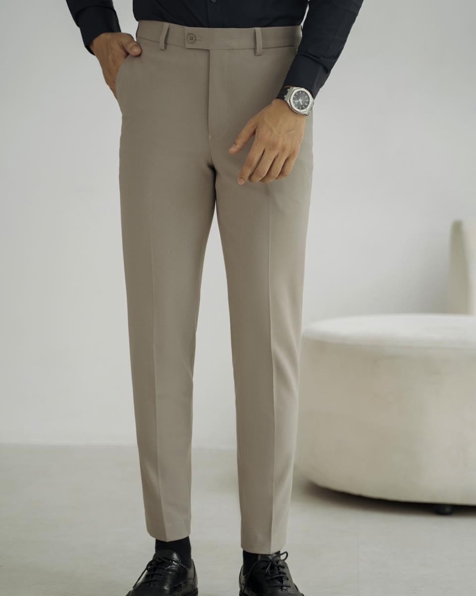 N56 PREMIUM SLIMFIT ESSENTIAL NEUTRAL LINE TROUSERS - LIGHT BROWN