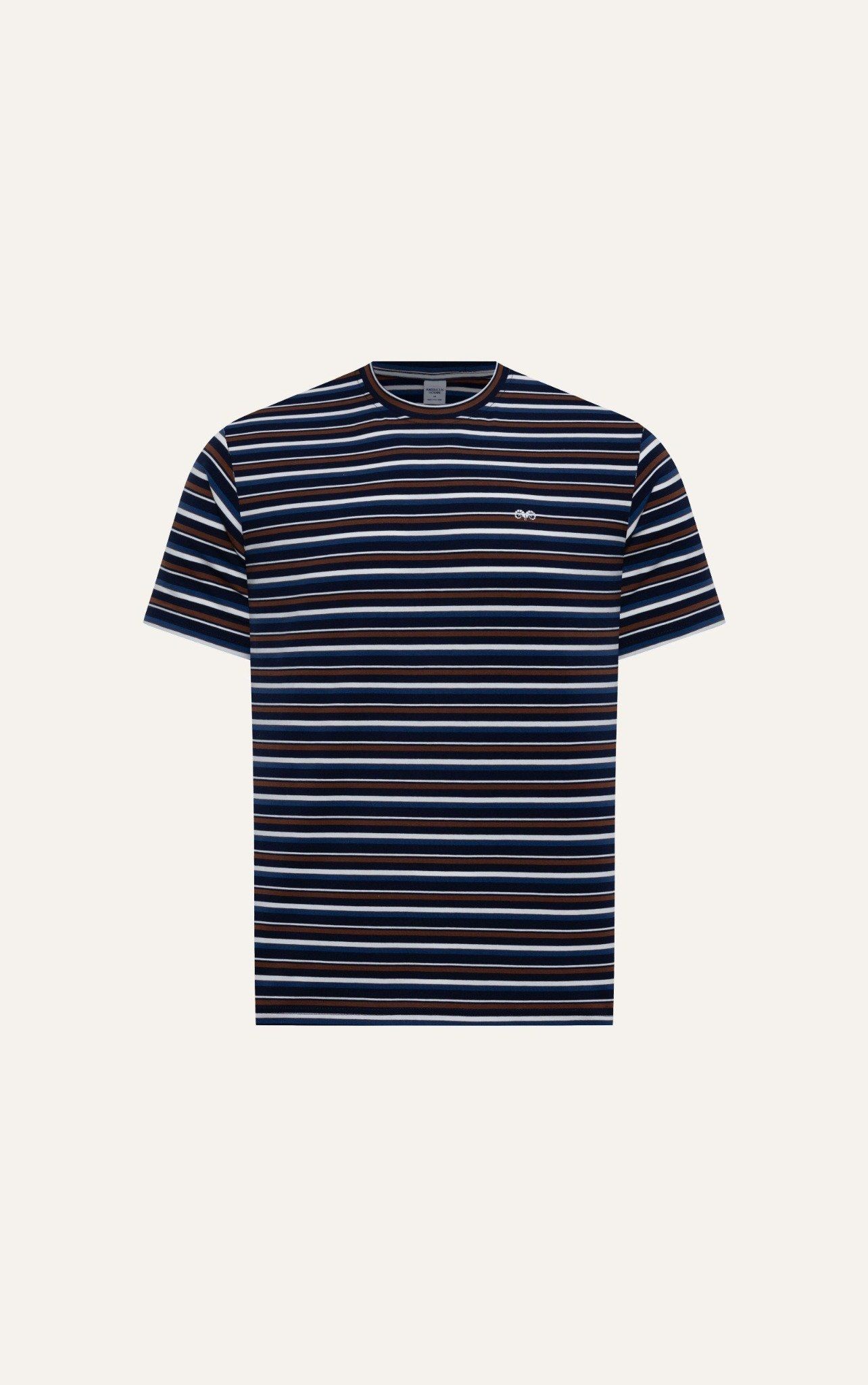  T69 FACTORY REGULAR FIT HORIZONTAL STRIPED T-SHIRT - DARK BLUE 