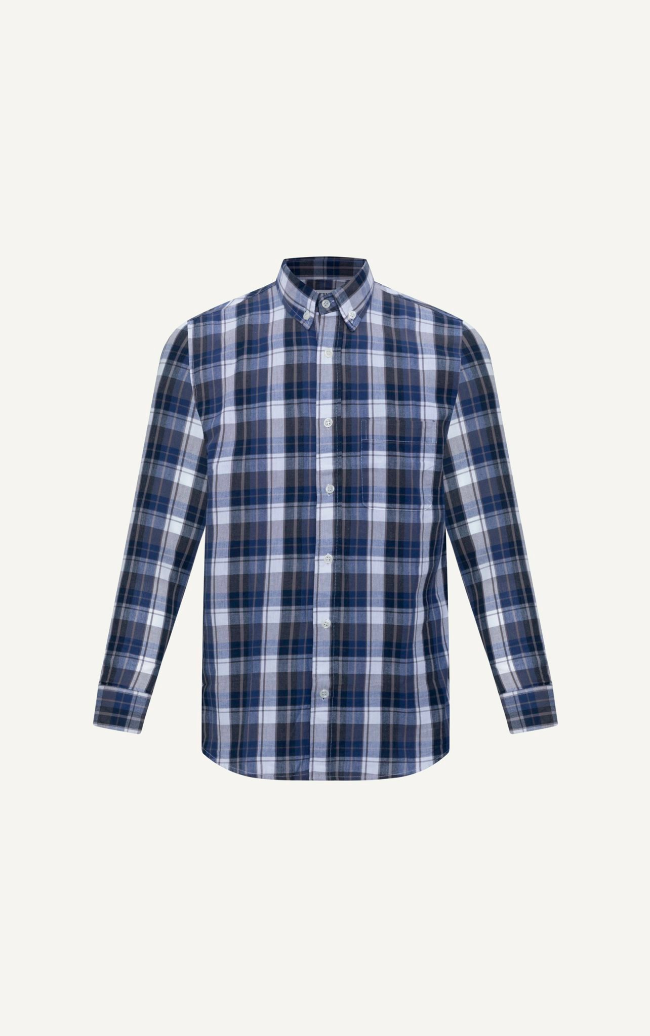 AG312 FACTORY REGULAR FIT CHECKED SHIRT - DARK BLUE