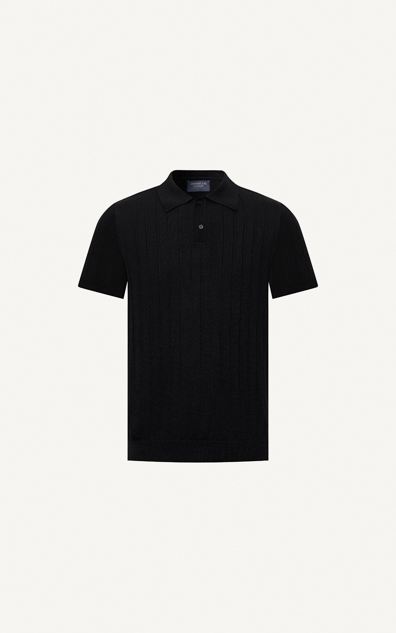 AG717 STUDIO REGULAR FIT RIB STITCH POLO - BLACK