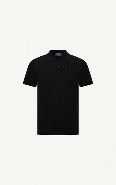  AG17 STUDIO REGULAR FIT RIB STITCH POLO - BLACK