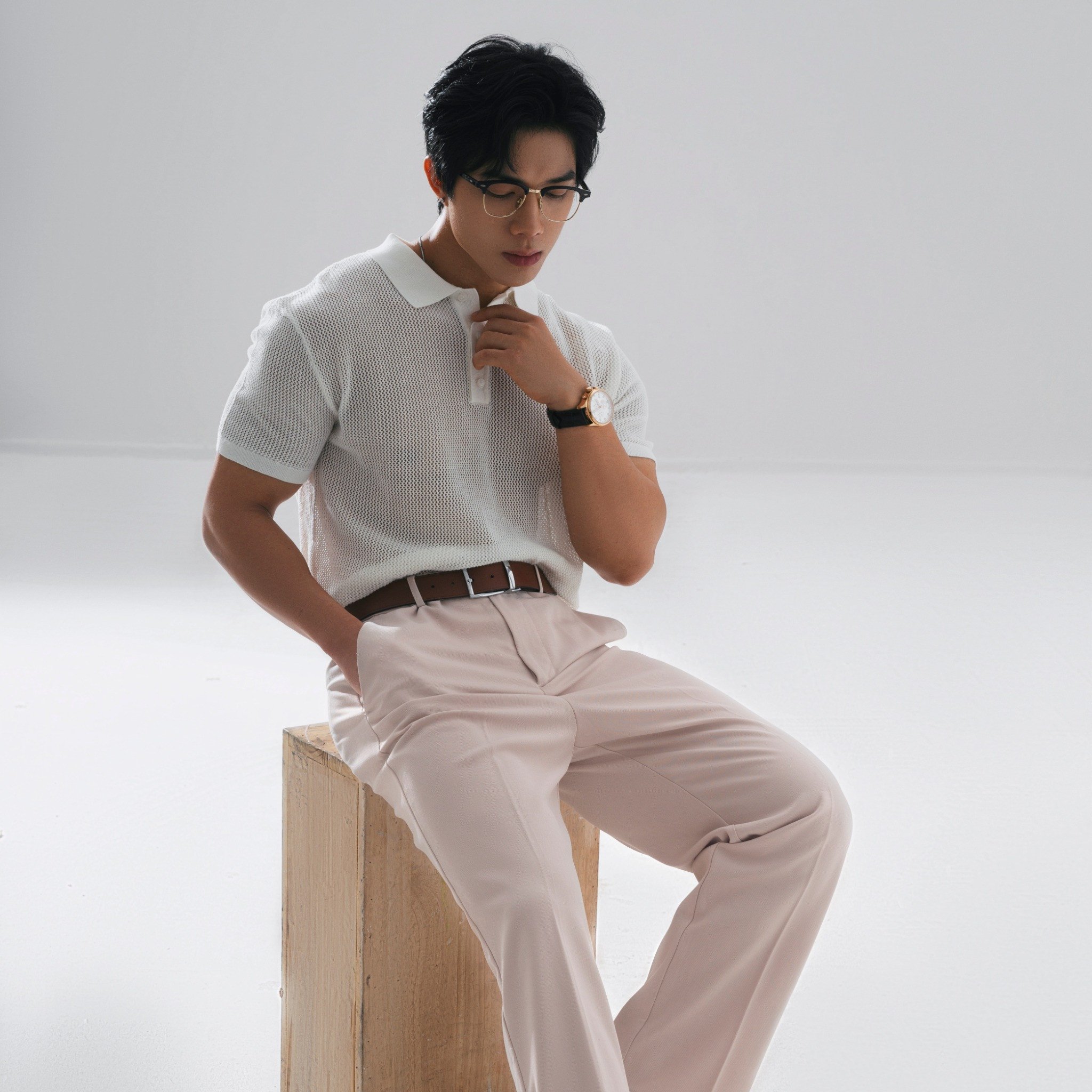 AG712 PREMIUM REGULAR FIT KNIT POLO - WHITE