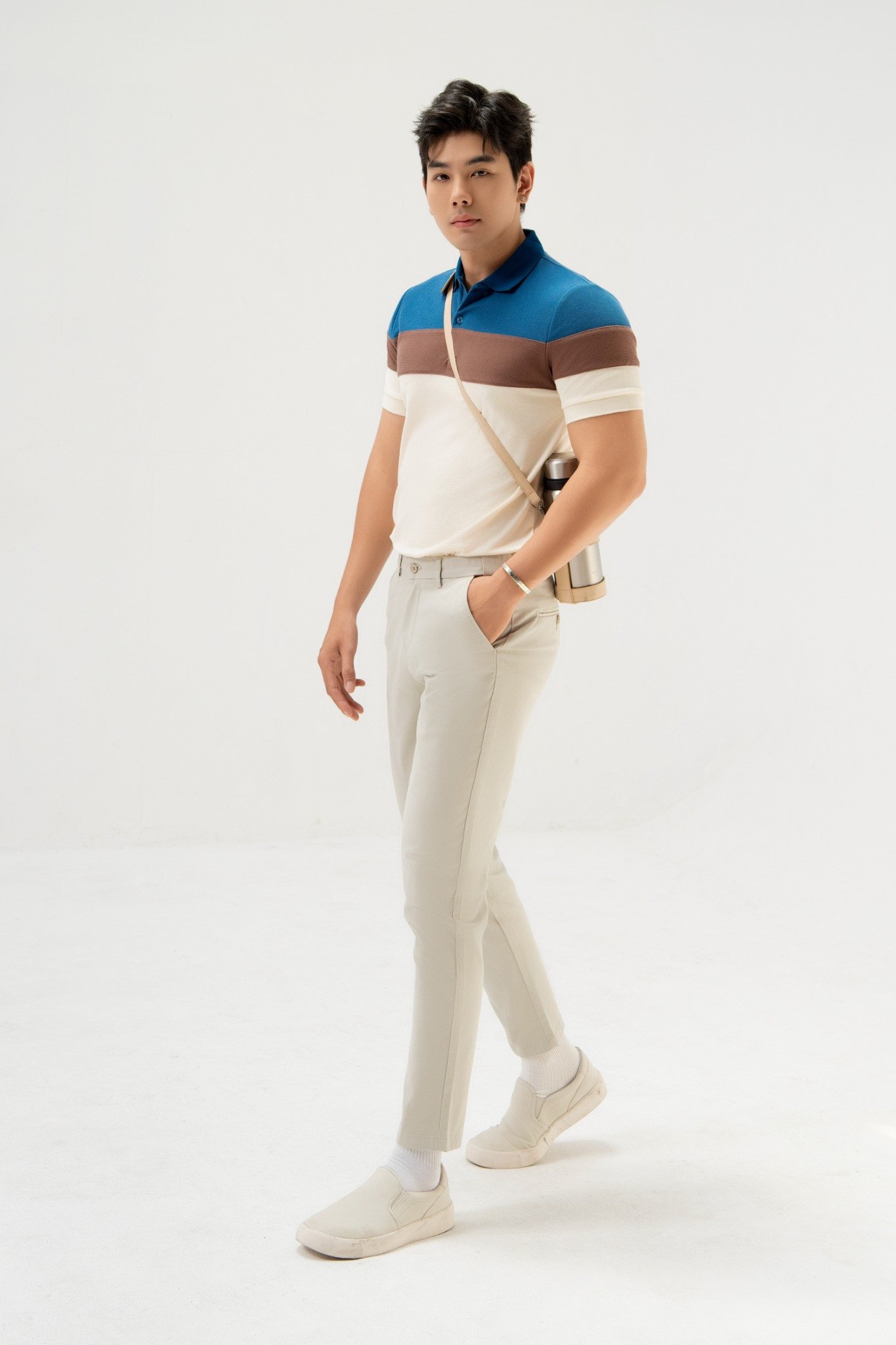 AG78 PREMIUM SLIMFIT POLO - OCHRE WHITE