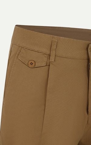 AG513 STUDIO SLIMFIT PLEATED CHINO KHAKI SHORT - BROWN