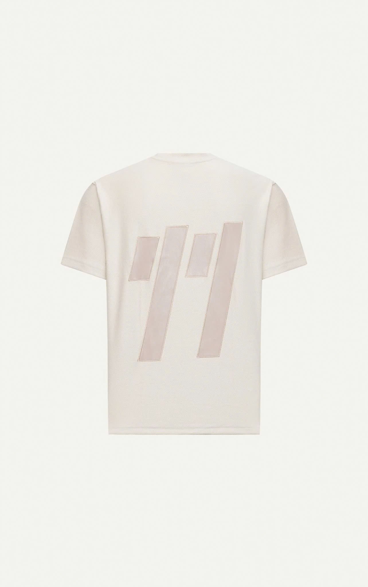 AG43 STUDIO LOOSE FIT DETAIL LOGO LEATHER T-SHIRT - OFF WHITE