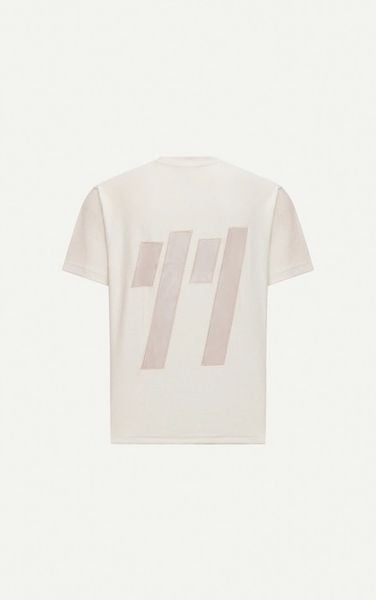  AG43 STUDIO LOOSE FIT DETAIL LOGO LEATHER T-SHIRT - OFF WHITE