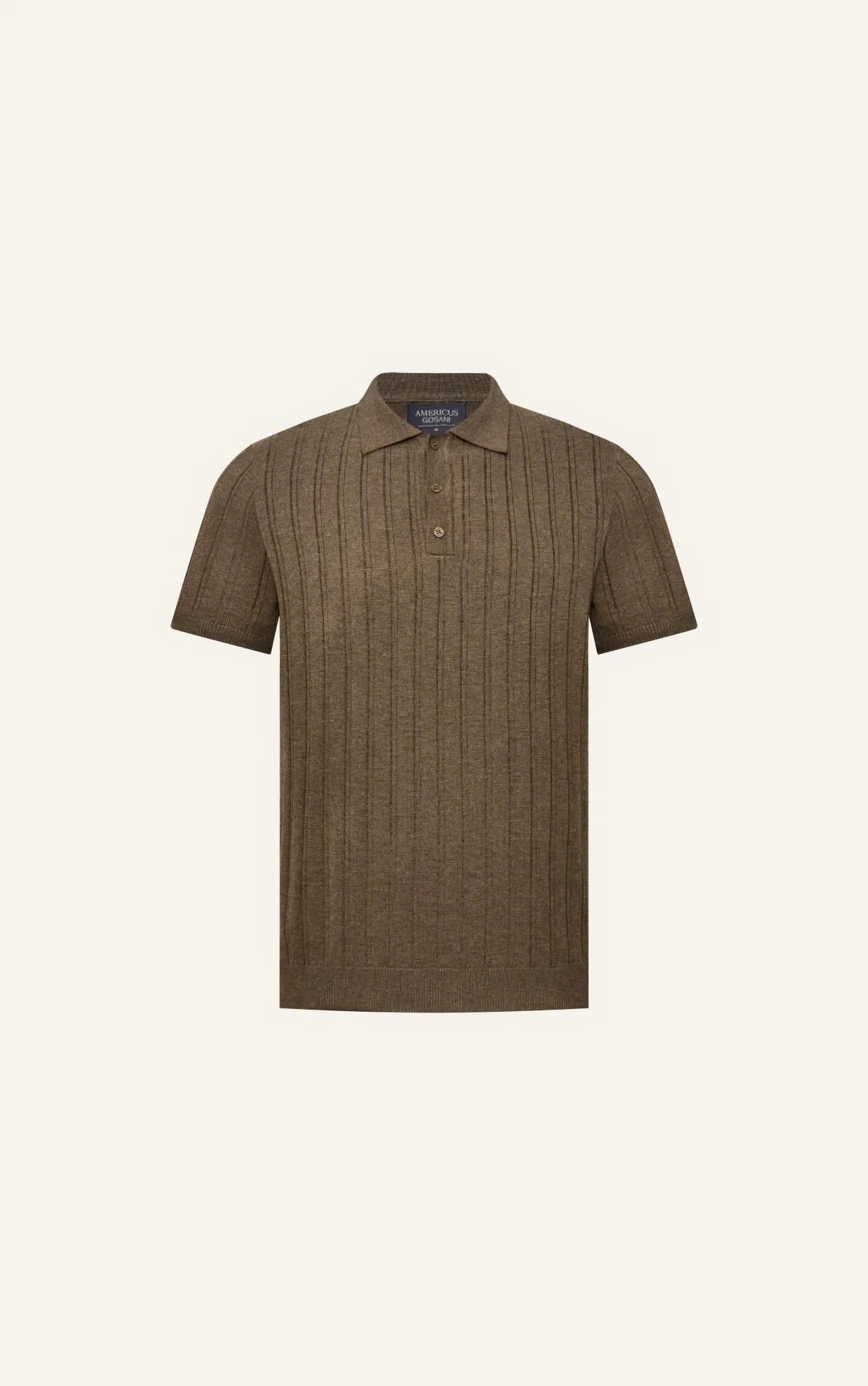 AG717 PREMIUM REGULAR FIT RIB STITCH POLO - BROWN