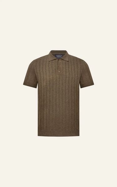  AG717 PREMIUM REGULAR FIT RIB STITCH POLO - BROWN