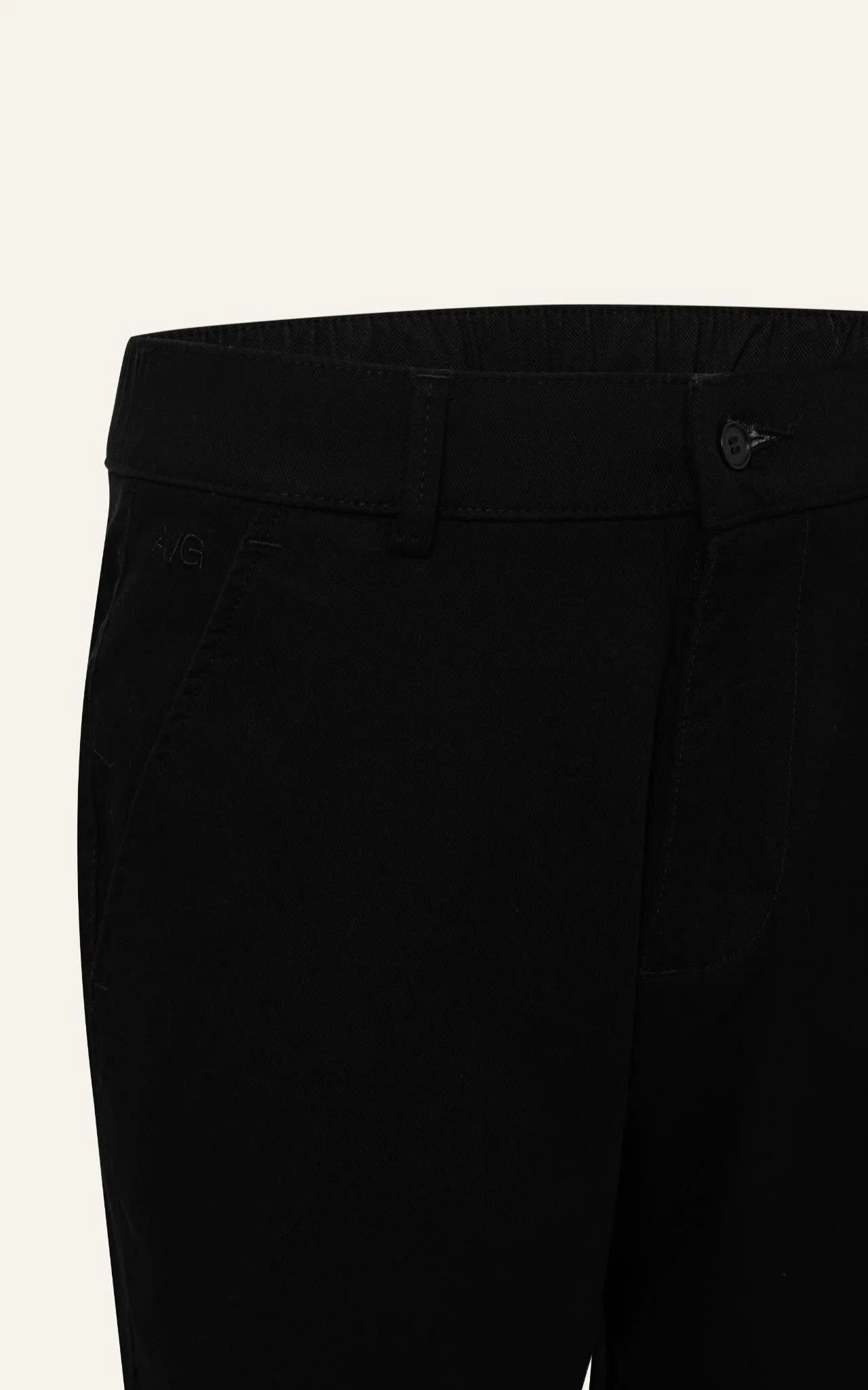 AG523 SIGNATURE LOOSE FIT EASY KHAKIS SHORTS- BLACK