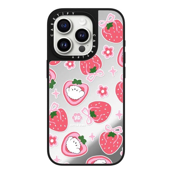  Bichon Bibo Dog and Strawberry Bow Pattern | Mirror 