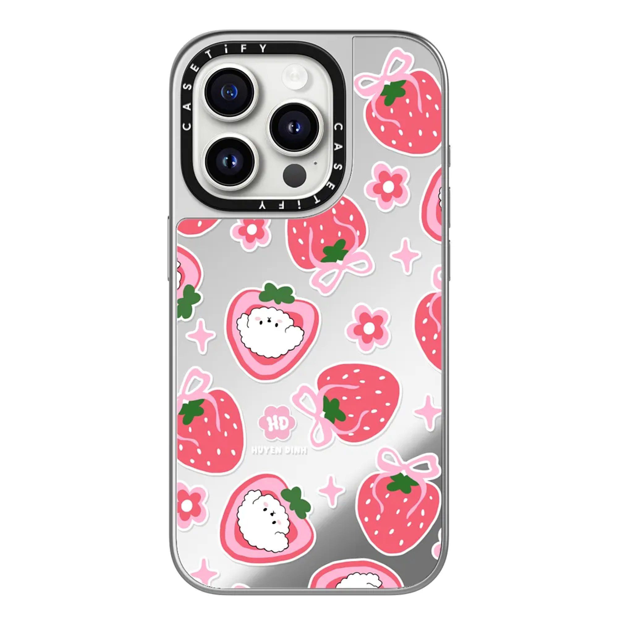  Bichon Bibo Dog and Strawberry Bow Pattern | Mirror 