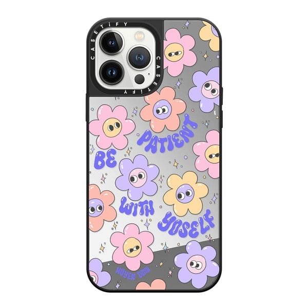  (CASETiFY Chính Hãng) Be Patient with Yourself Floral by Huyen Dinh | Mirror Case Silver | CASETiFY Auth | No Box. 