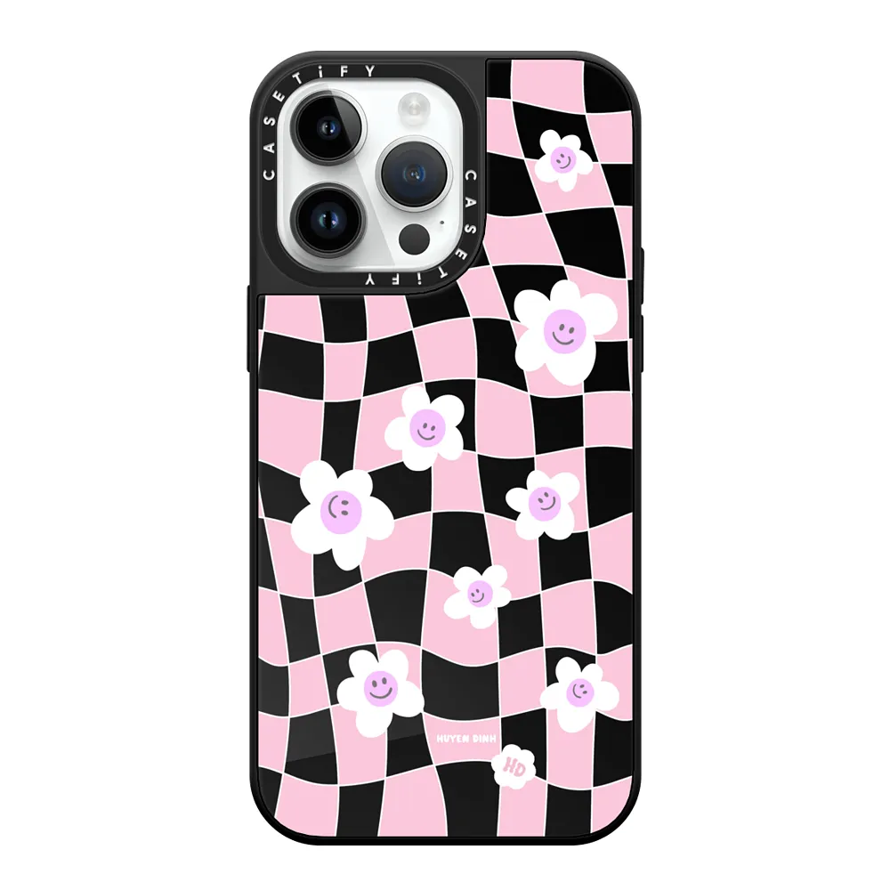  Pink Checkered Flowers | Mirror 