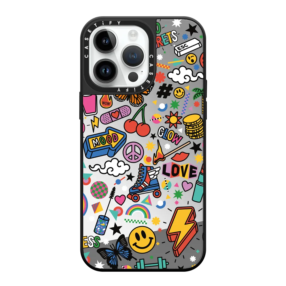  Autocollants d'humeur colorés - Autocollant, amour, heureux, amusant, visage souriant, Memphis Milano 80's 90's | Mirror 