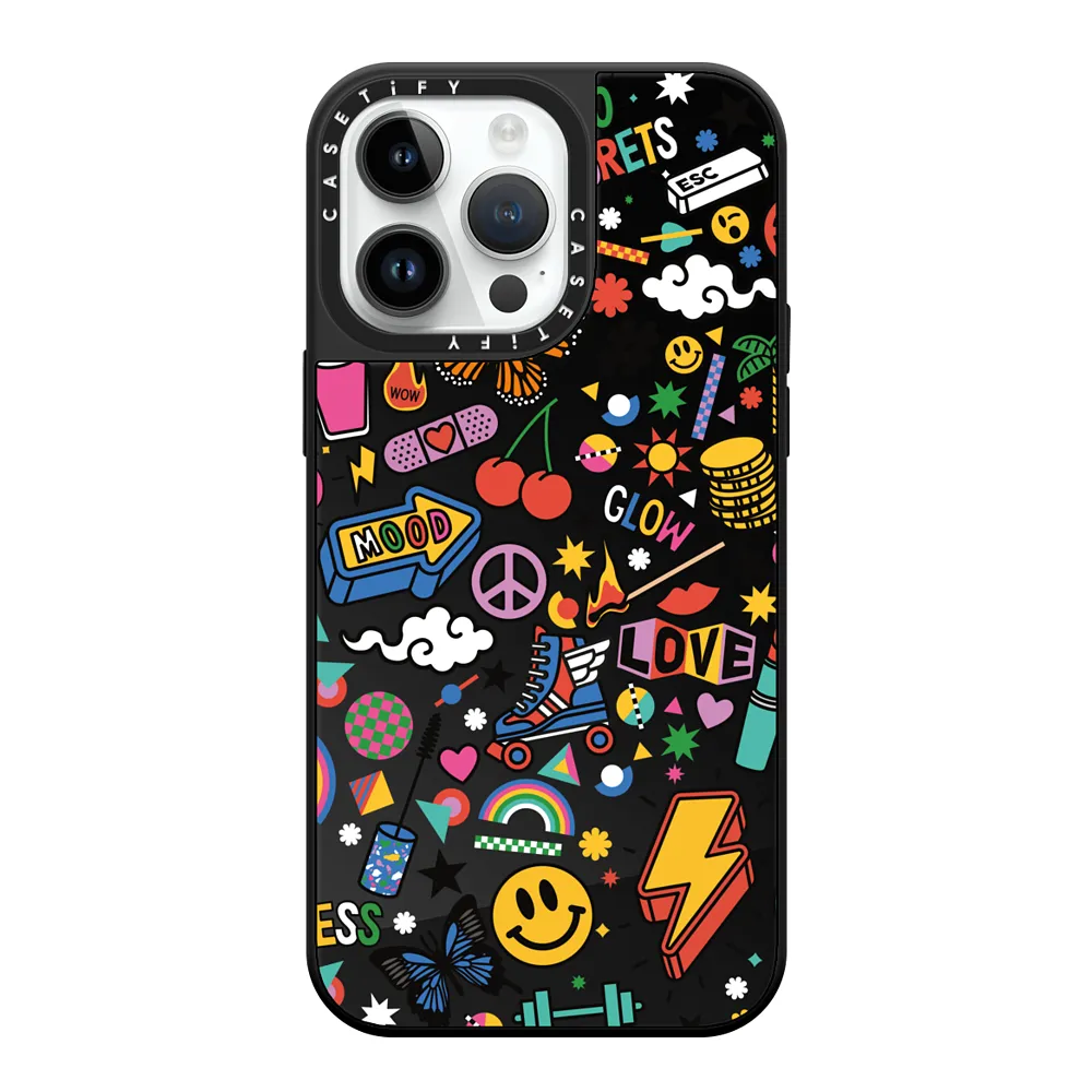  Autocollants d'humeur colorés - Autocollant, amour, heureux, amusant, visage souriant, Memphis Milano 80's 90'st | Mirror 