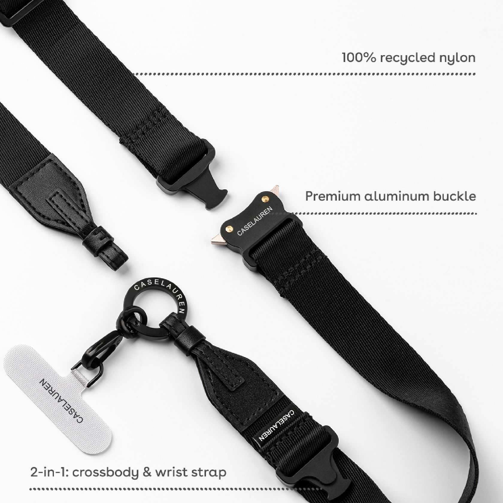  Phone Strap 2-in-1 Utility Lanyard - Black 