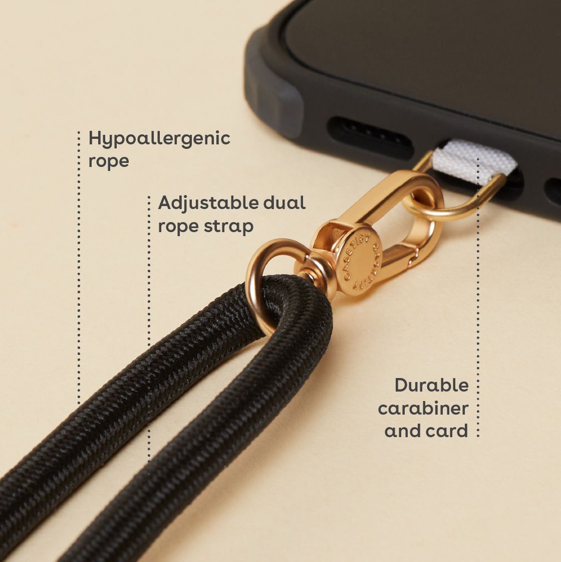  Rope Phone Strap with Card - Pink 