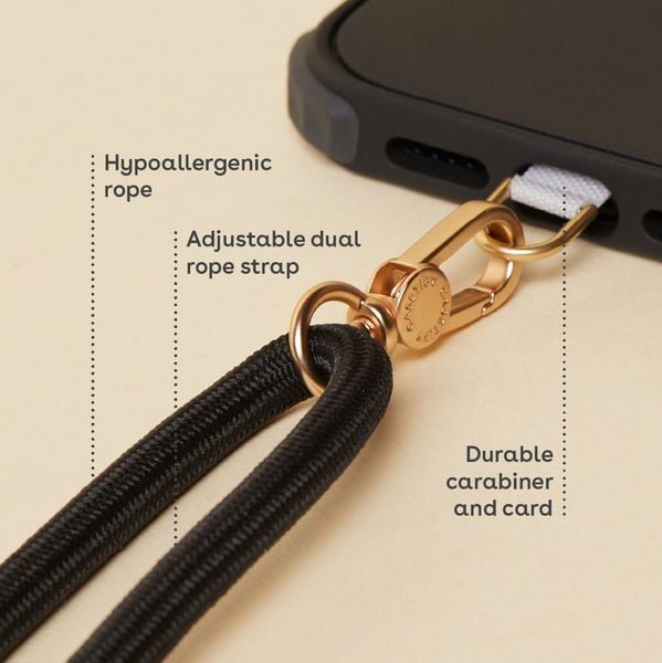  Rope Phone Strap with Card - Black 