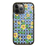  Yellow Pansy Flowers with Sky Blue Check Pattern - Crayon Texture | Impact | Case Lauren 
