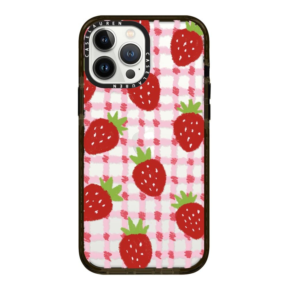  Sweet Red Strawberries with Pink Check Pattern - Crayon Texture Strawberry | Impact | Case Lauren 