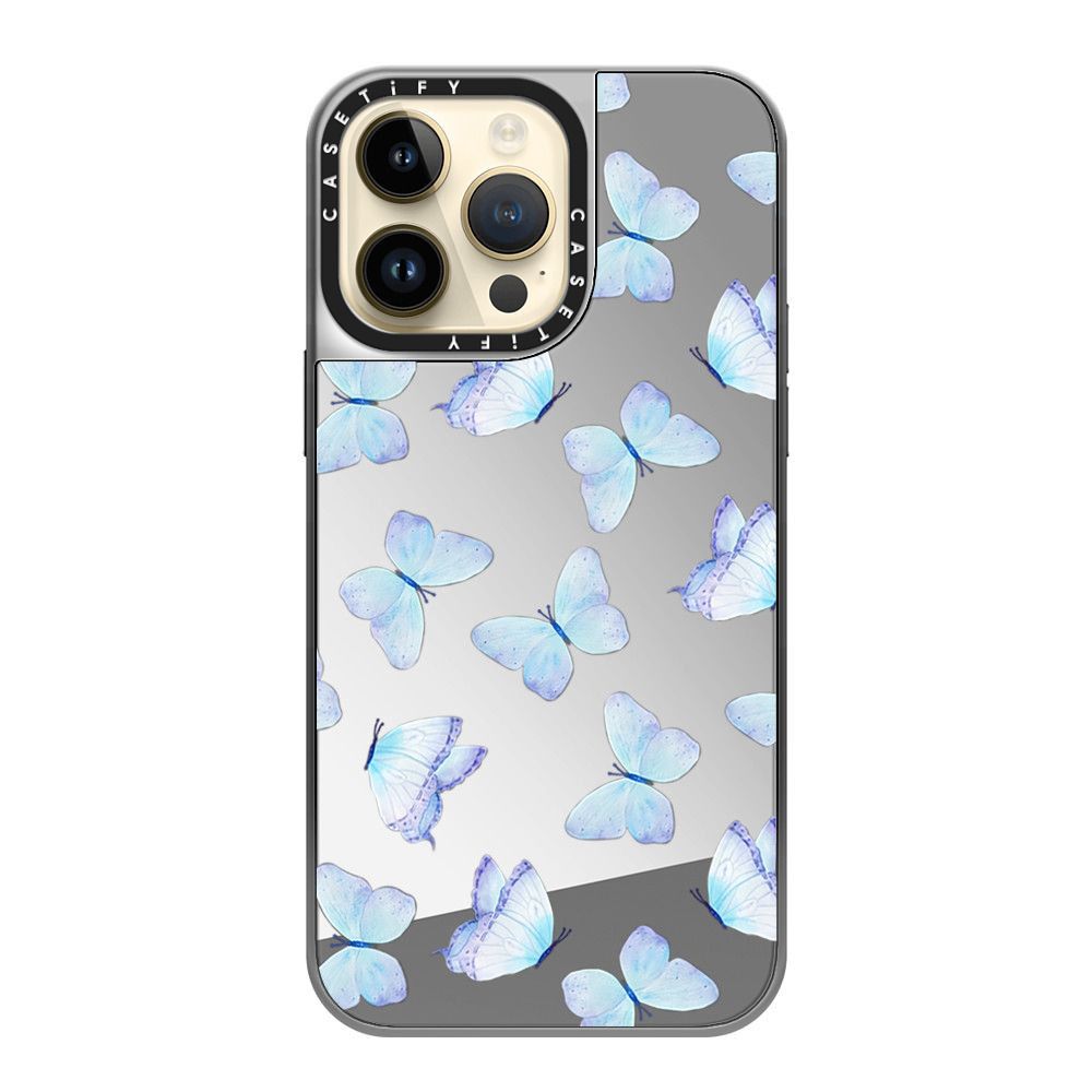  Lilac Aqua Blue Watercolor Hand Painted Butterfly | Mirror 